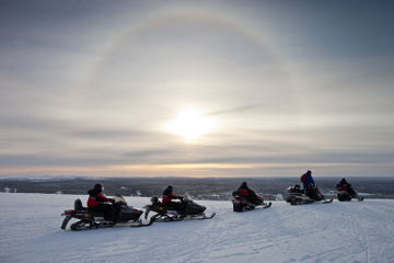 Lapland Wilderness Snowmobile Safari from Saariselkä with Ice Fishing and Snowshoeing
