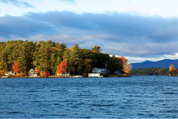 New Hampshire Train Along Lake Winnipesaukee
